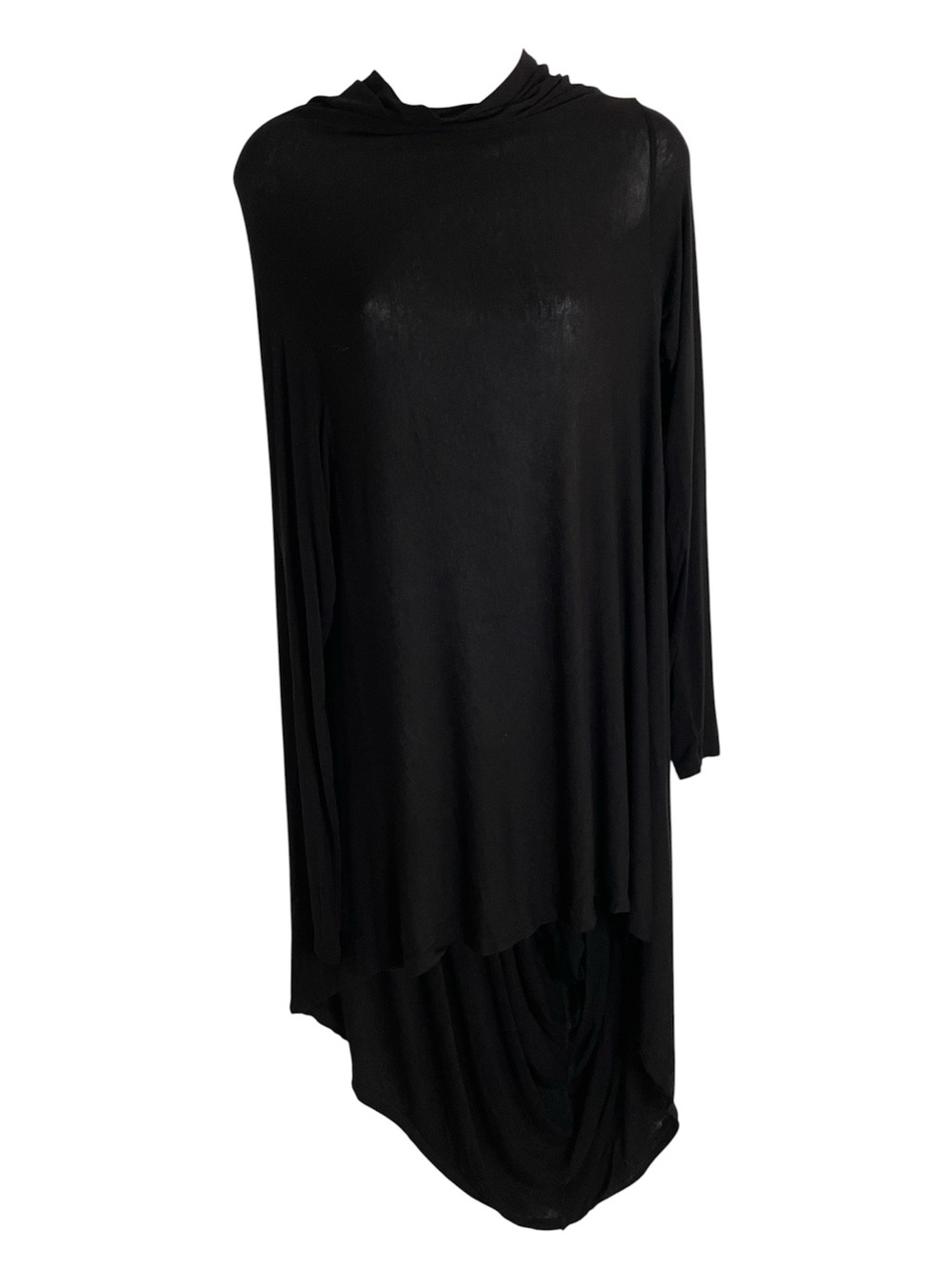 MARCELLA Black Asymmetrical Draped Long-Sleeve Dress Size Small statement chic